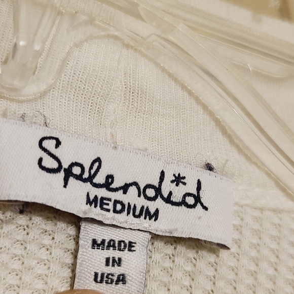 Splendid | Women's Cream Open Henley Tunic Top (Size Medium) - Picture 2 of 14